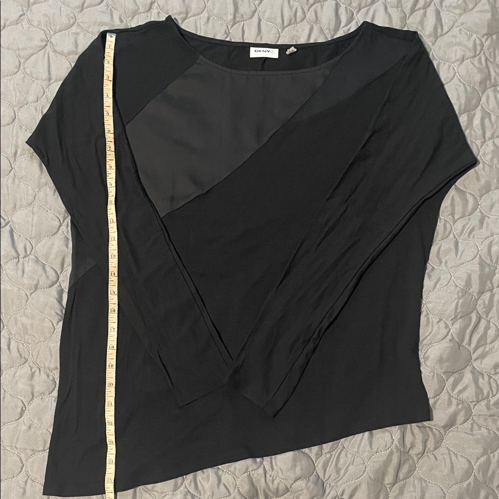 DKNYC Charcoal Asymmetrical Blouse
